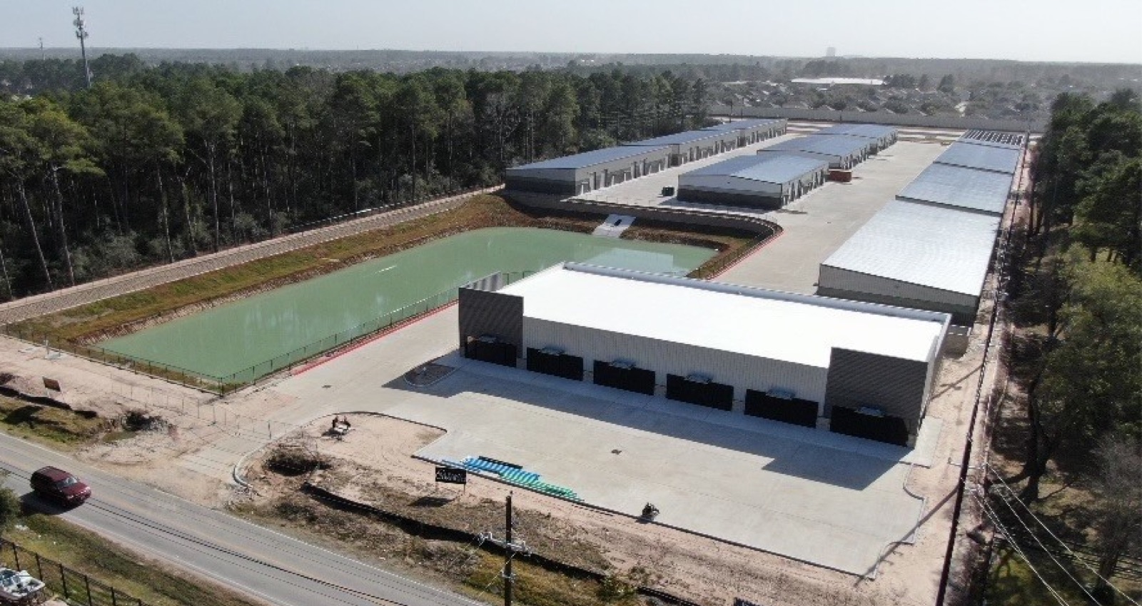 Aerial view of a commercial storage facility under construction by RSC Riverside